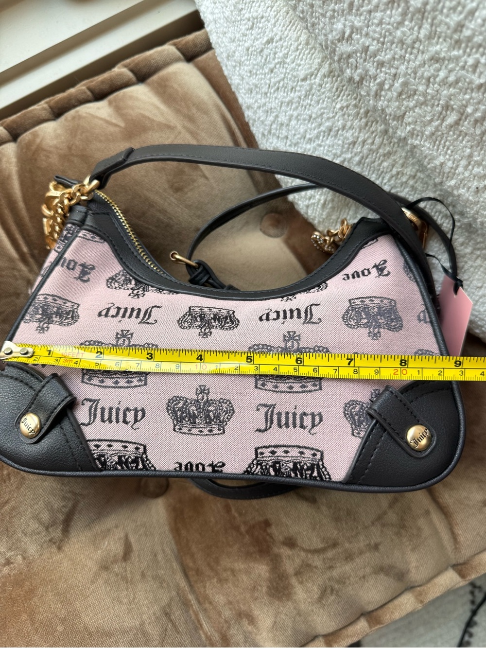 NWT Juicy Couture Pink Diamond Vintage Couture Shoulder Bag Rhinestone Logo Y2K - Picture 9 of 11